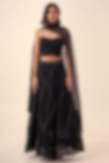 Black Organza Skirt Set by Kliitche by Isha Kedia at Pernia's Pop Up Shop