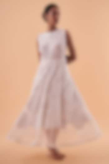 White Organza & Mulmul Maxi Cocktail Dress by Kliitche by Isha Kedia at Pernia's Pop Up Shop