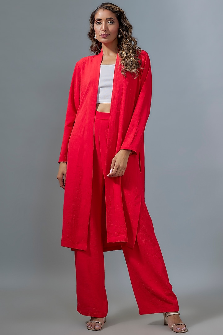 Red Viscose Pant Set by Kloset by KL at Pernia's Pop Up Shop