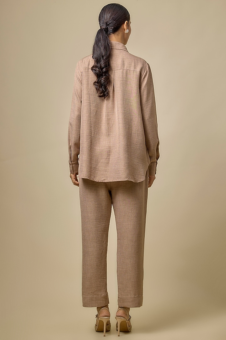 Beige Viscose Blend Pearl & Rhinestone Embellished Co-Ord Set by Kloset by KL at Pernia's Pop Up Shop