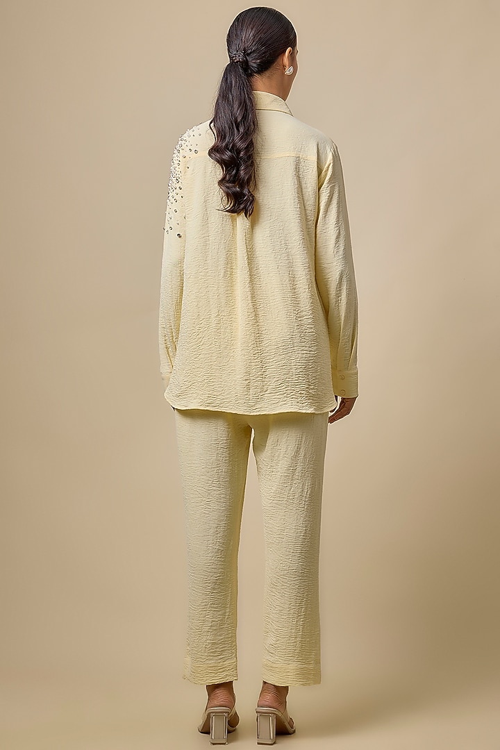 Yellow Viscose Blend Embellished Co-Ord Set by Kloset by KL at Pernia's Pop Up Shop