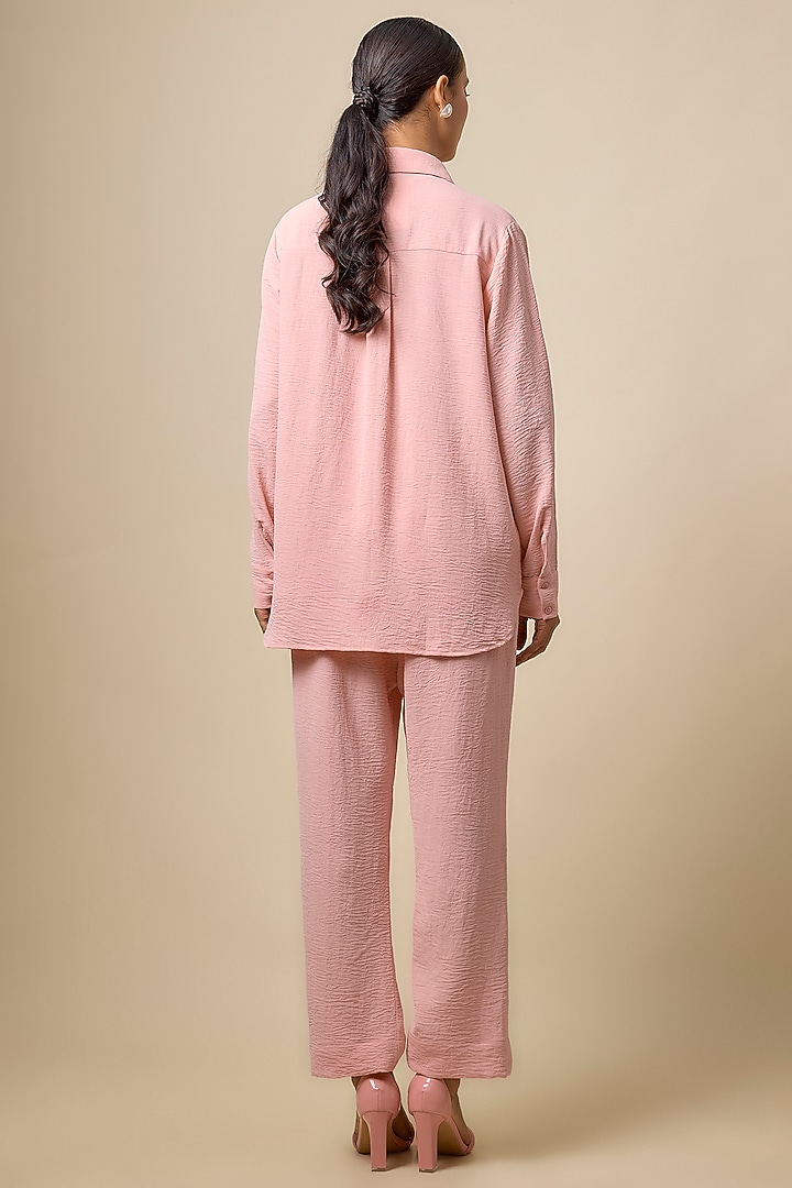 Pink Viscose Blend Pearl & Rhinestone Embroidered Co-Ord Set by Kloset by KL at Pernia's Pop Up Shop