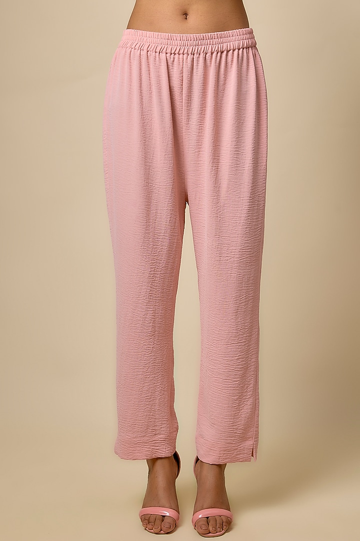 Pink Viscose Blend Pearl & Rhinestone Embroidered Co-Ord Set by Kloset by KL at Pernia's Pop Up Shop