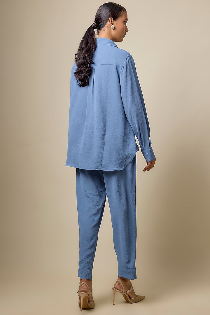 Periwinkle Blue Viscose Blend Rhinestone Embellished Co-Ord Set by Kloset by KL at Pernia's Pop Up Shop