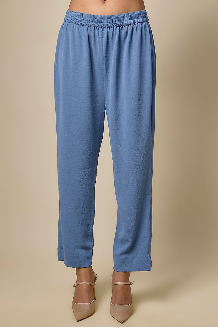 Periwinkle Blue Viscose Blend Rhinestone Embellished Co-Ord Set by Kloset by KL at Pernia's Pop Up Shop