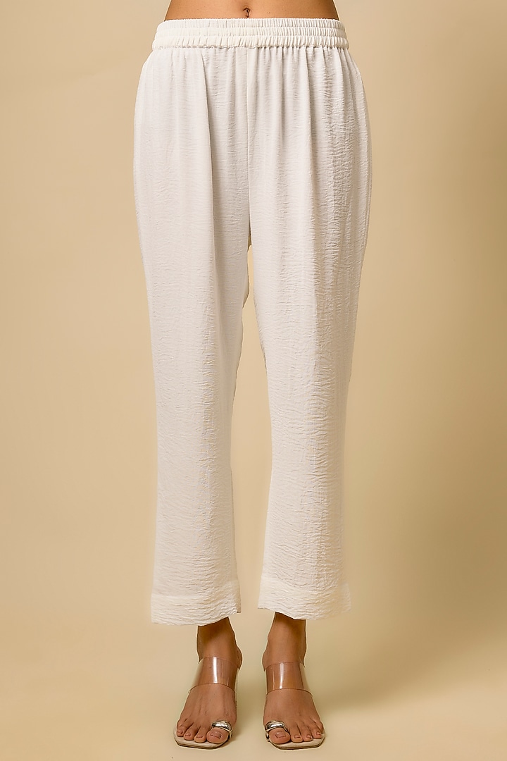 Ivory Viscose Blend Rhinestone Embroidered Co-Ord Set by Kloset by KL at Pernia's Pop Up Shop