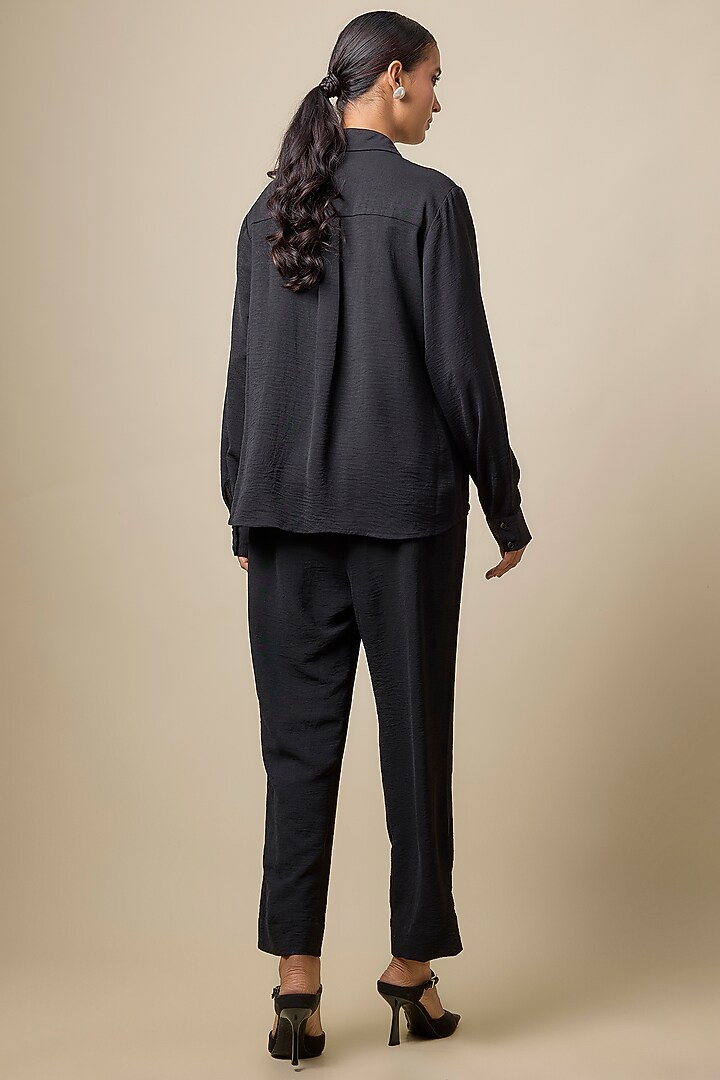 Black Viscose Blend Rhinestone Embroidered Co-Ord Set by Kloset by KL at Pernia's Pop Up Shop