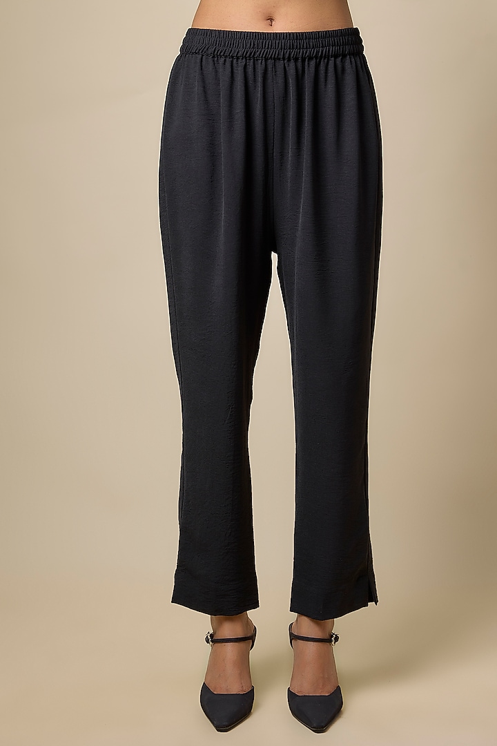 Black Viscose Blend Rhinestone Embroidered Co-Ord Set by Kloset by KL at Pernia's Pop Up Shop
