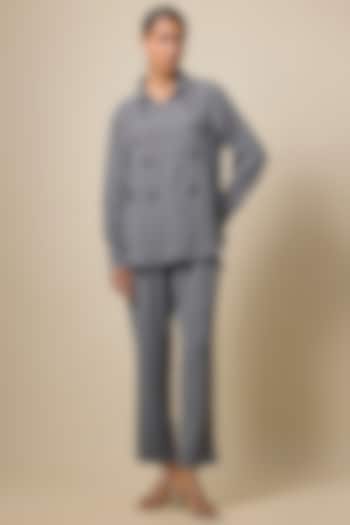 Grey Viscose Blend Brooch Embroidered Co-Ord Set by Kloset by KL at Pernia's Pop Up Shop