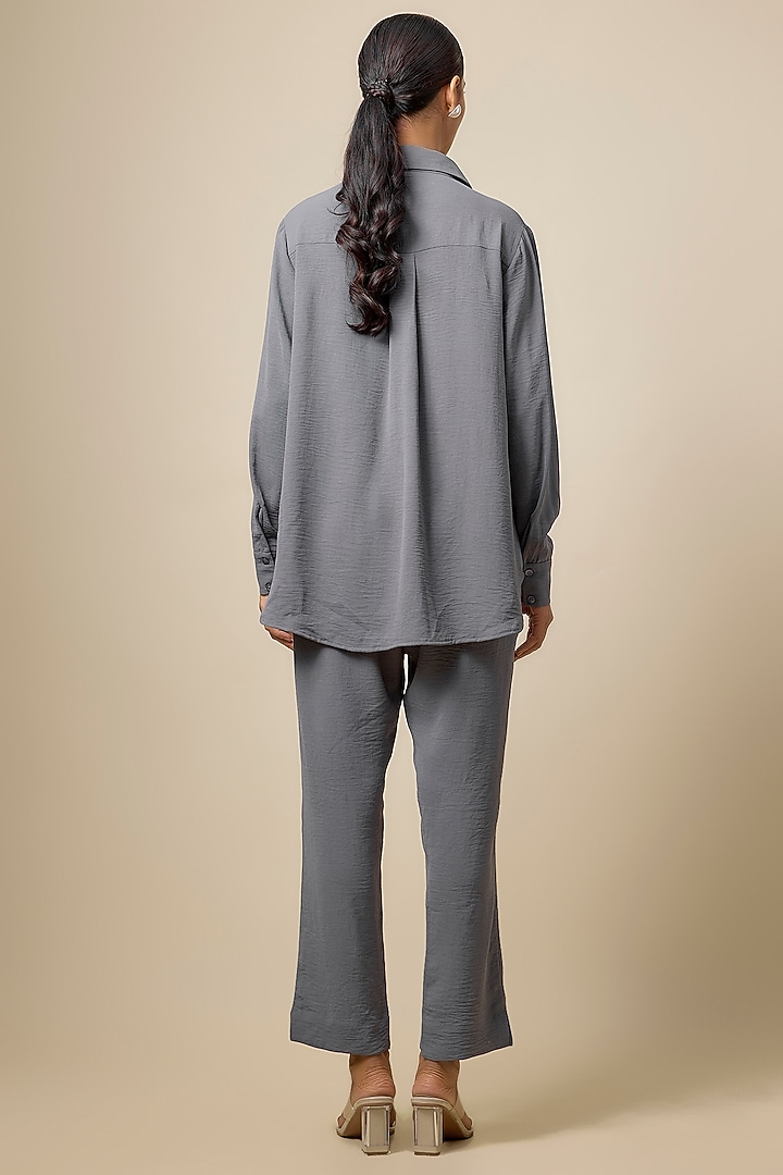Grey Viscose Blend Brooch Embroidered Co-Ord Set by Kloset by KL at Pernia's Pop Up Shop