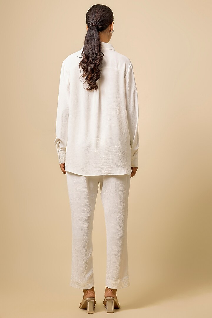 Ivory Viscose Blend Embroidered Co-Ord Set by Kloset by KL at Pernia's Pop Up Shop