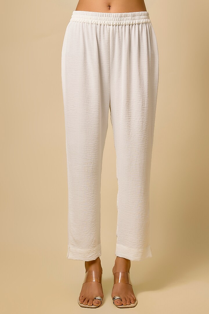 Ivory Viscose Blend Embroidered Co-Ord Set by Kloset by KL at Pernia's Pop Up Shop