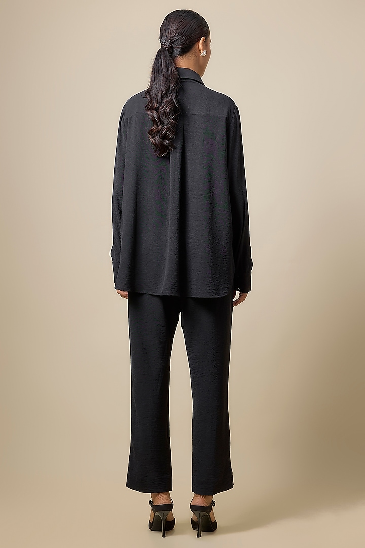 Black Viscose Blend Rhinestone Embroidered Co-Ord Set by Kloset by KL at Pernia's Pop Up Shop