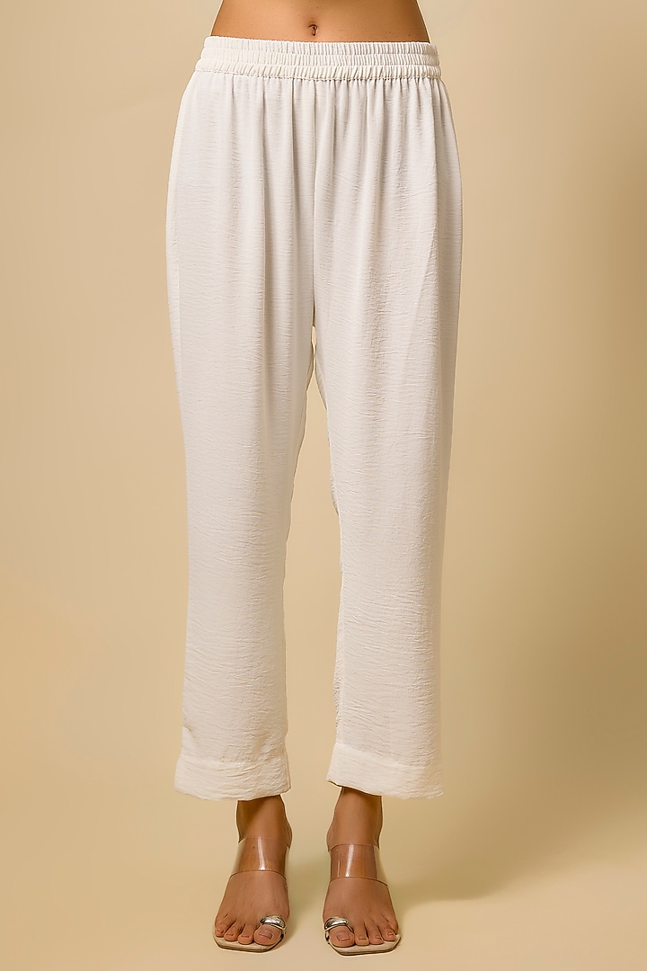 Ivory Viscose Blend Pearl Embroidered Co-Ord Set by Kloset by KL at Pernia's Pop Up Shop
