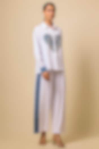 White Viscose Blend Pearl Embroidered Co-Ord Set by Kloset by KL at Pernia's Pop Up Shop