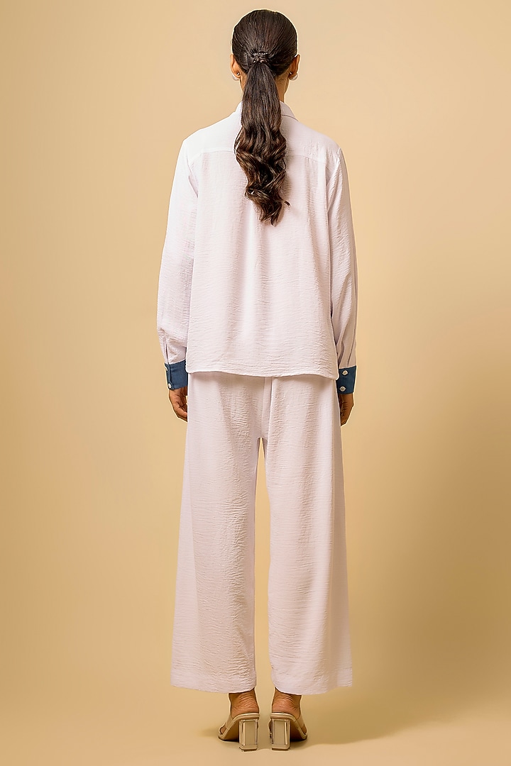 White Viscose Blend Pearl Embroidered Co-Ord Set by Kloset by KL at Pernia's Pop Up Shop