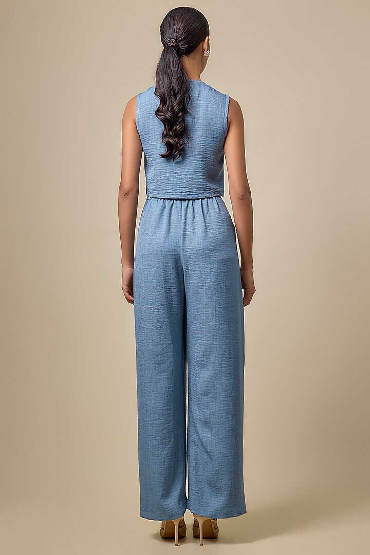 Blue Viscose Blend Co-Ord Set by Kloset by KL at Pernia's Pop Up Shop
