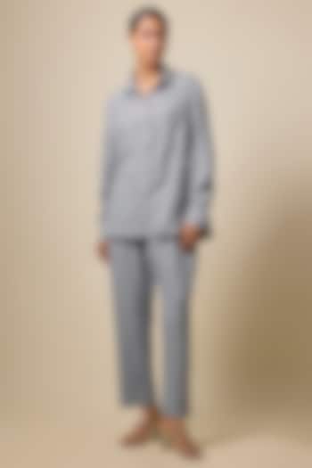 Grey Viscose Blend Pearl Embroidered Co-Ord Set by Kloset by KL at Pernia's Pop Up Shop