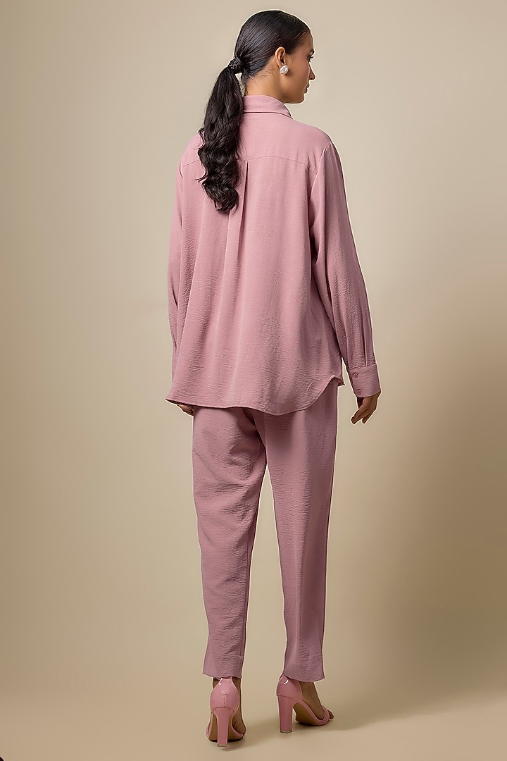 Dusty Rose Pink Viscose Blend Rhinestone Embroidered Co-Ord Set by Kloset by KL at Pernia's Pop Up Shop
