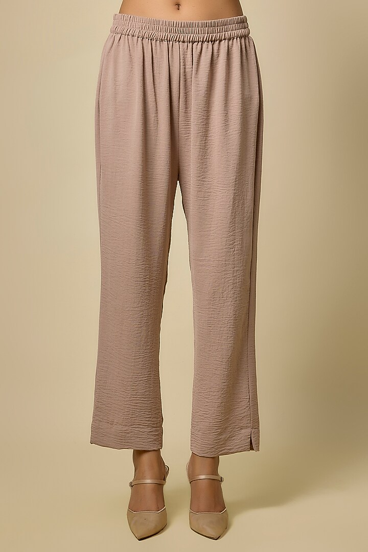 Beige Viscose Blend Pearl Embroidered Co-Ord Set by Kloset by KL at Pernia's Pop Up Shop