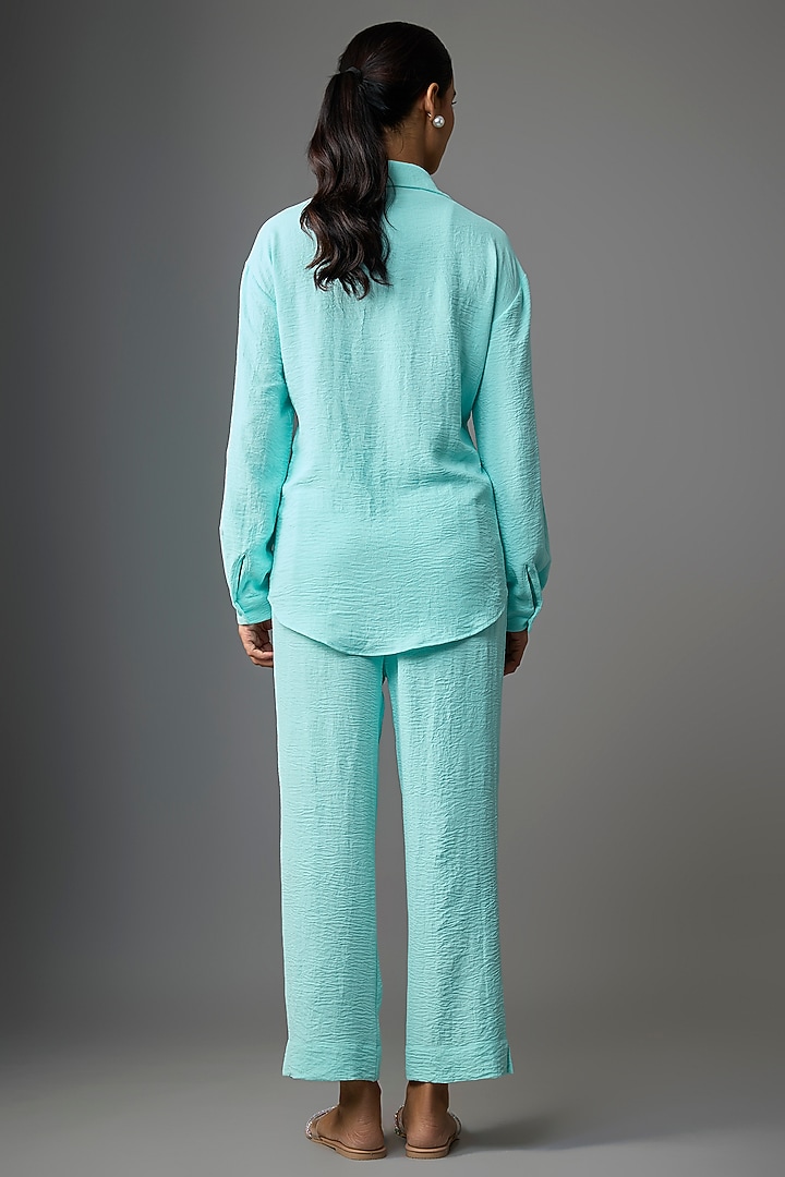 Aqua Blue Viscose Blend Co-Ord Set by Kloset by KL at Pernia's Pop Up Shop