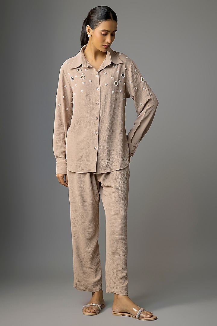 Mocha Mousse Viscose Blend Co-Ord Set by Kloset by KL at Pernia's Pop Up Shop