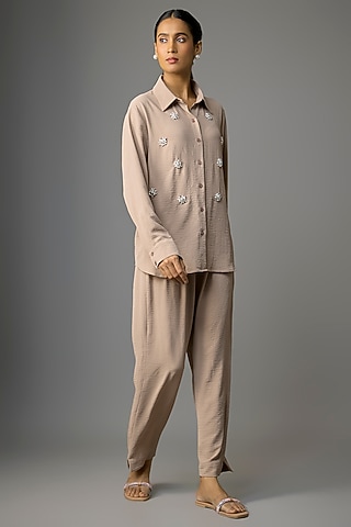 Mocha Mousse Viscose Blend Co-Ord Set by Kloset by KL