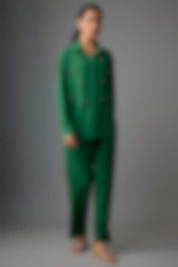 Dark Green Viscose Blend Co-Ord Set by Kloset by KL at Pernia's Pop Up Shop