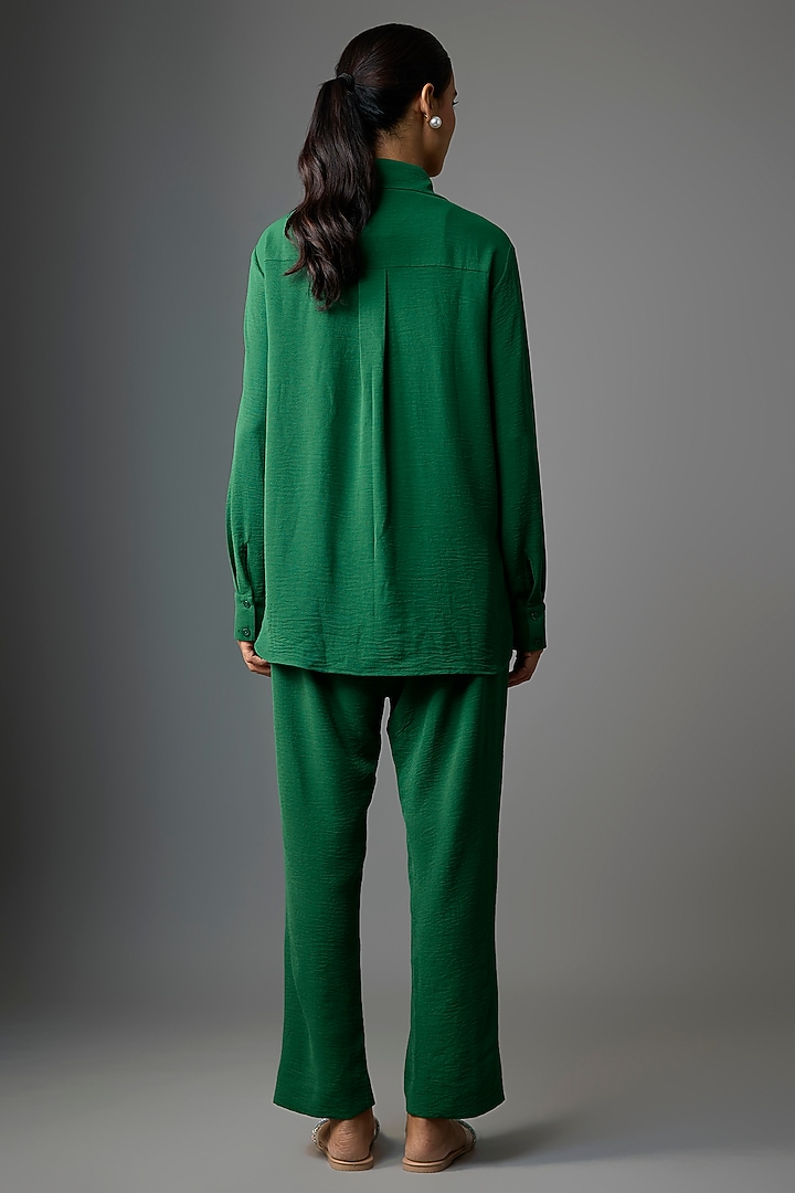 Dark Green Viscose Blend Co-Ord Set by Kloset by KL at Pernia's Pop Up Shop