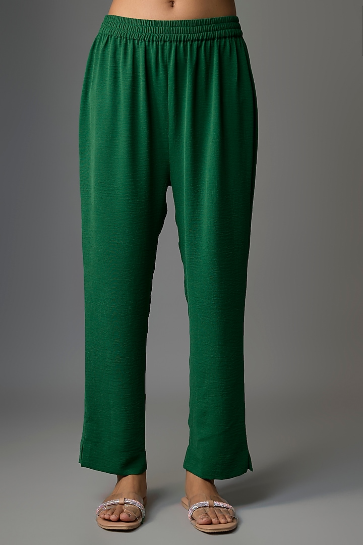 Dark Green Viscose Blend Co-Ord Set by Kloset by KL at Pernia's Pop Up Shop