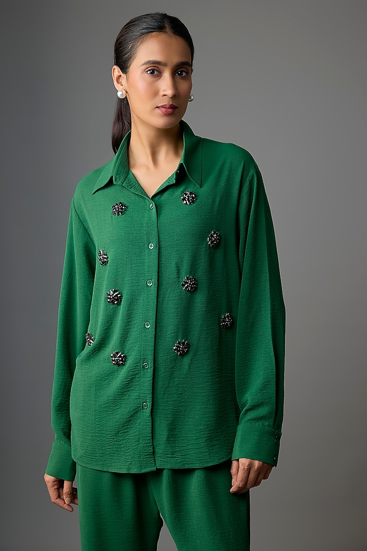 Dark Green Viscose Blend Co-Ord Set by Kloset by KL at Pernia's Pop Up Shop