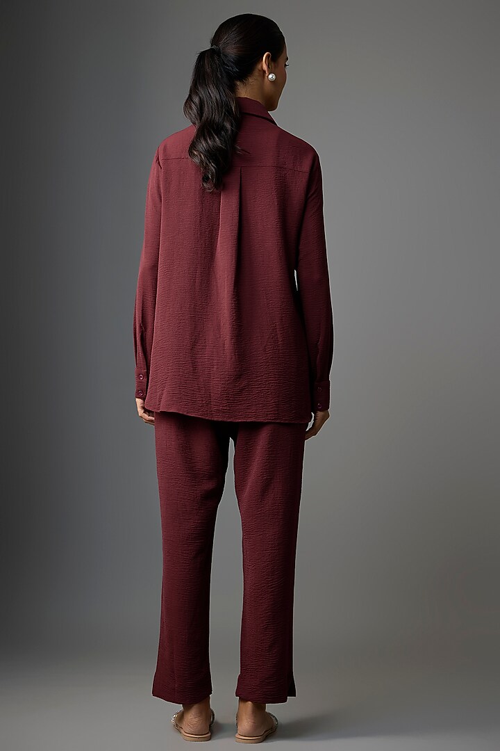 Maroon Viscose Blend Co-Ord Set by Kloset by KL at Pernia's Pop Up Shop