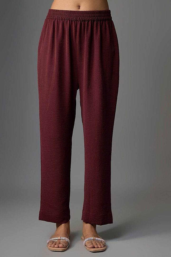 Maroon Viscose Blend Co-Ord Set by Kloset by KL at Pernia's Pop Up Shop