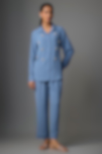 Periwinkle Viscose Blend Co-Ord Set by Kloset by KL at Pernia's Pop Up Shop