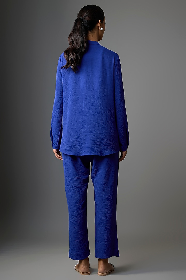Royal Blue Viscose Blend Co-Ord Set by Kloset by KL at Pernia's Pop Up Shop