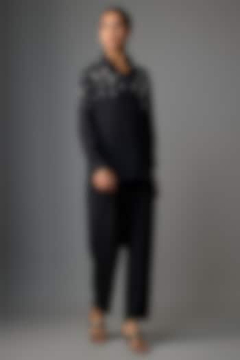 Black Viscose Blend Co-Ord Set by Kloset by KL at Pernia's Pop Up Shop