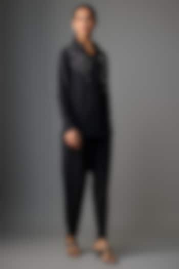 Black Viscose Blend Co-Ord Set by Kloset by KL at Pernia's Pop Up Shop