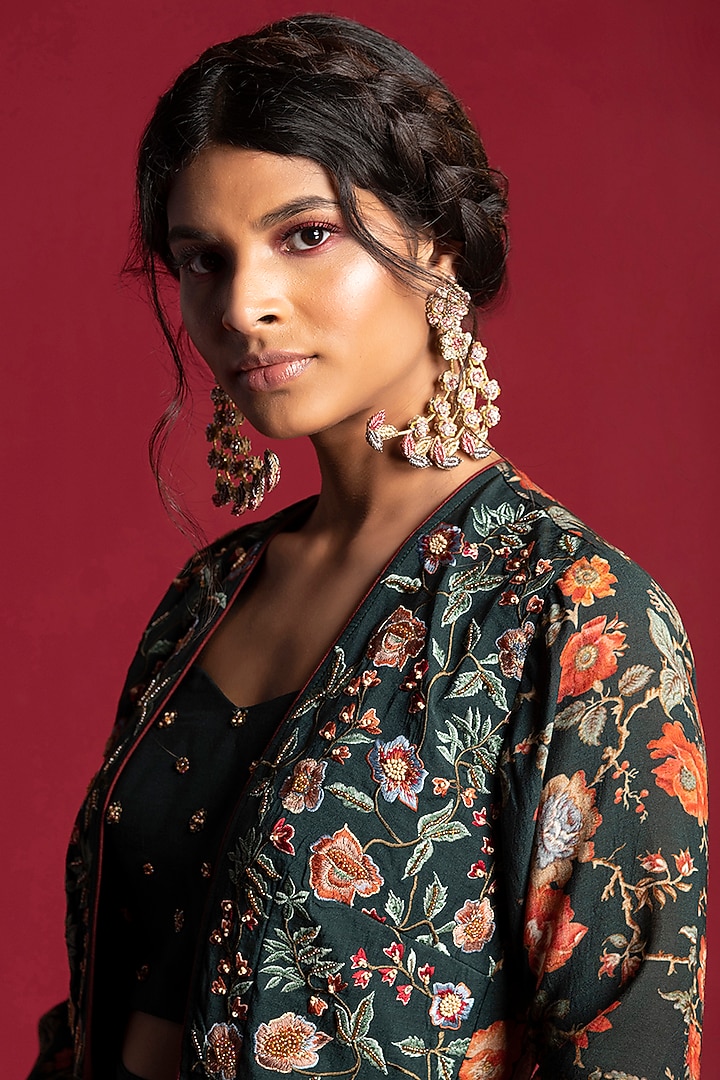 Emerald Green Embroidered Pant Set by Kalista at Pernia's Pop Up Shop