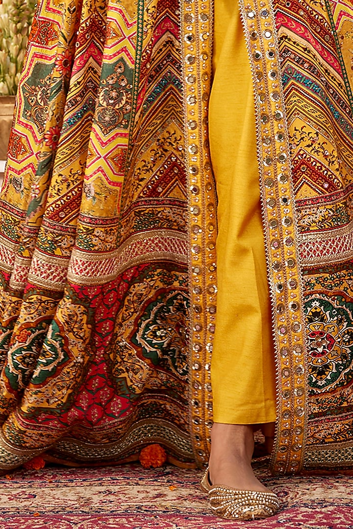 Multi-Colored Raw Silk Sequins Embroidered & Printed Wedding Lehenga Set by Kalista at Pernia's Pop Up Shop