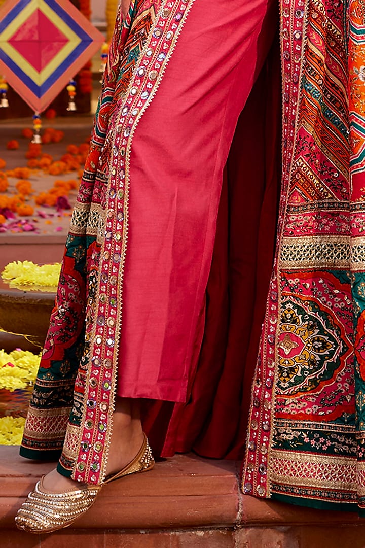Multi-Colored Raw Silk Sequins Embroidered & Printed Wedding Lehenga Set by Kalista at Pernia's Pop Up Shop