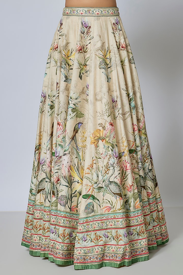 Ivory Viscose Silk Wedding Lehenga Set by Kalista at Pernia's Pop Up Shop