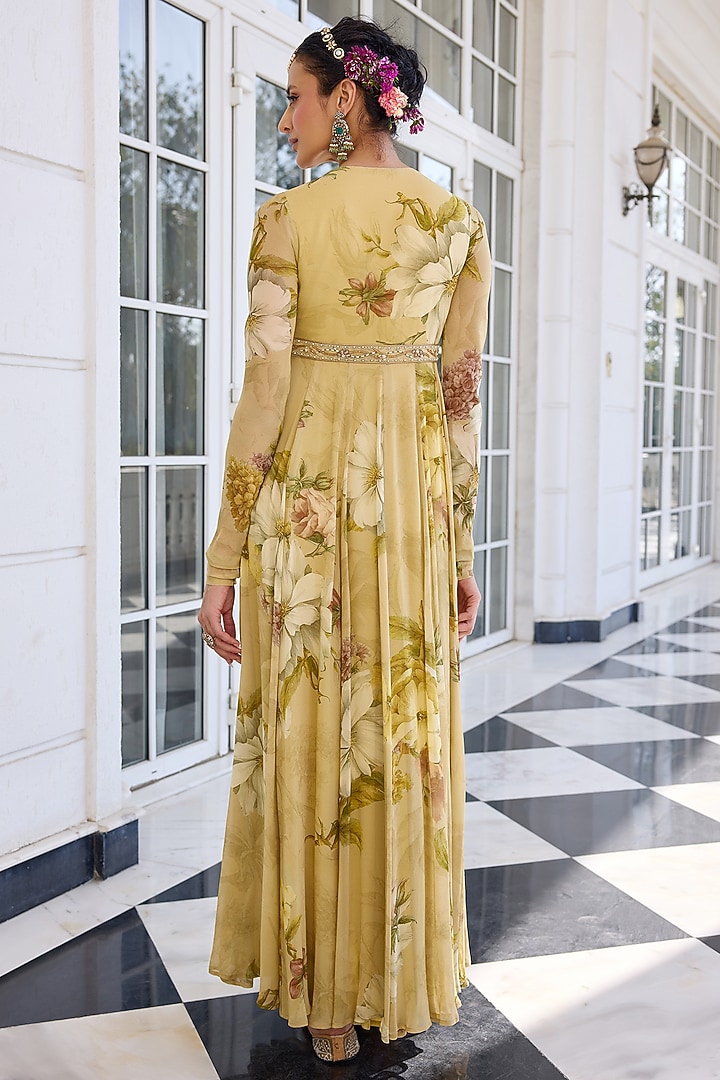 Beige Viscose Georgette Floral Printed Flowy Anarkali Set by Kalista at  Pernia's Pop Up Shop 2026