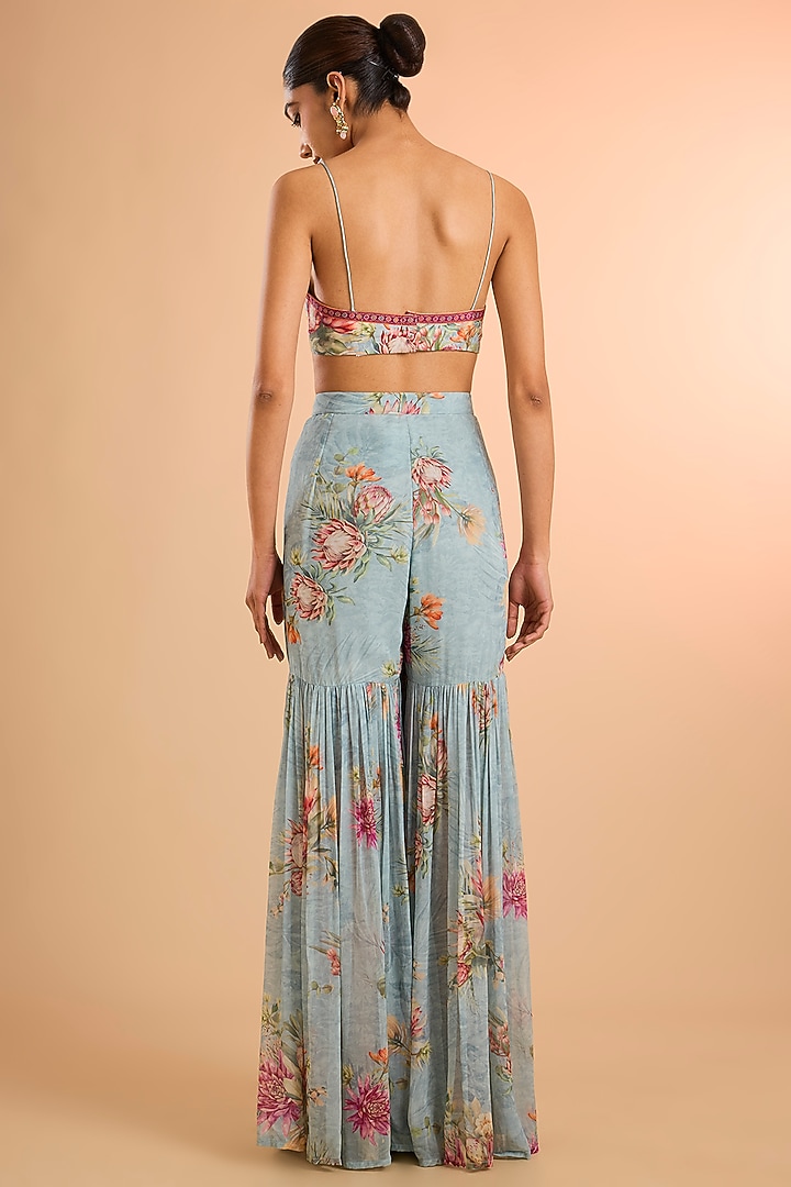 Blue Georgette Gharara Set by Kalista at Pernia's Pop Up Shop