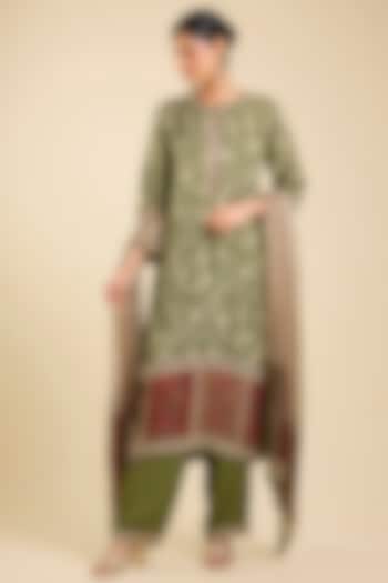 Green Viscose Rayon Kurta Set by Kalista at Pernia's Pop Up Shop