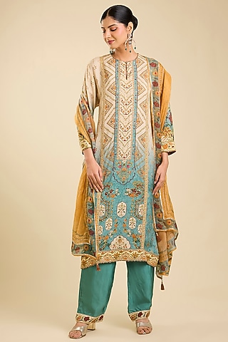 Multi-Colored Viscose Rayon Kurta Set by Kalista