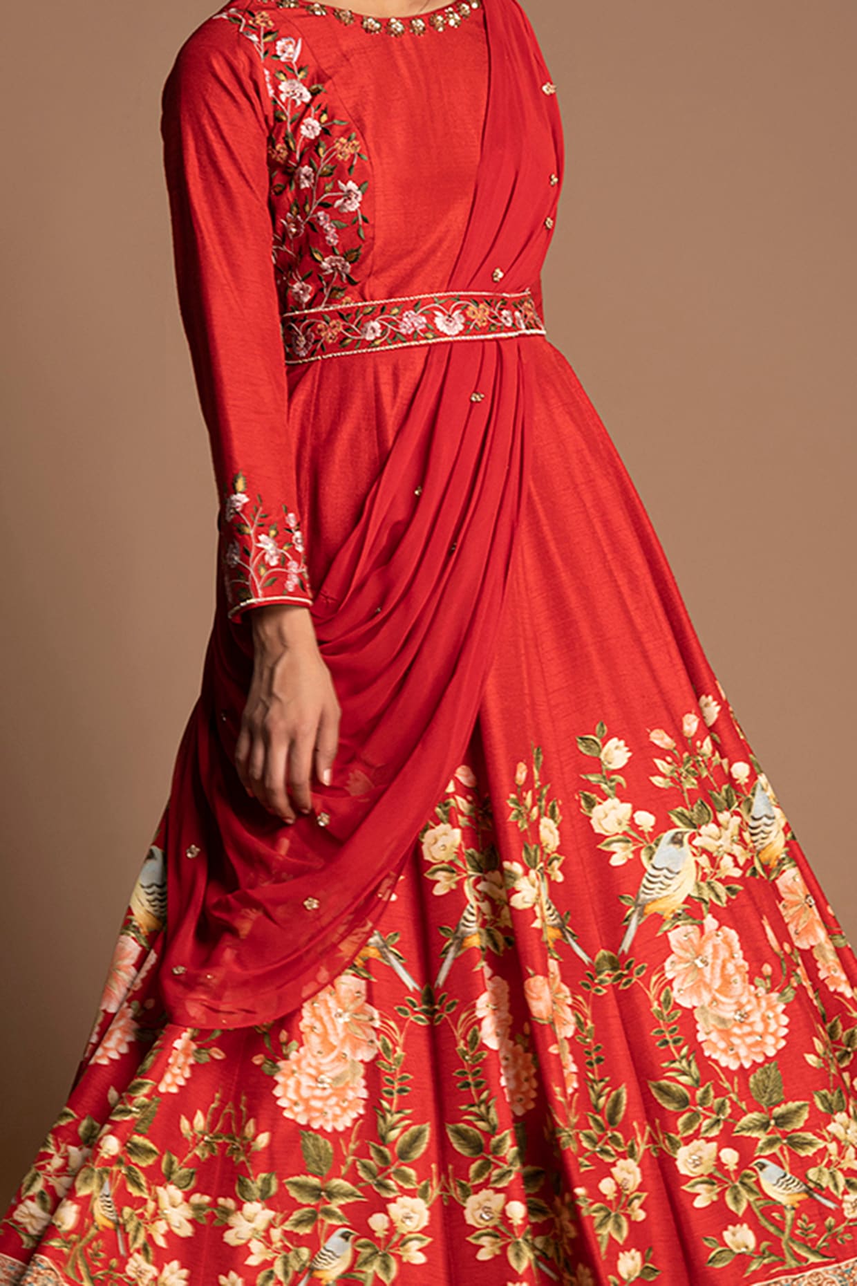 red gown with dupatta