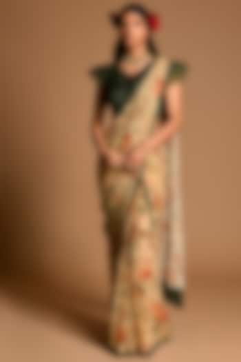 Multi Colored Floral Pre-Draped Party Wear Saree Set by Kalista at Pernia's Pop Up Shop