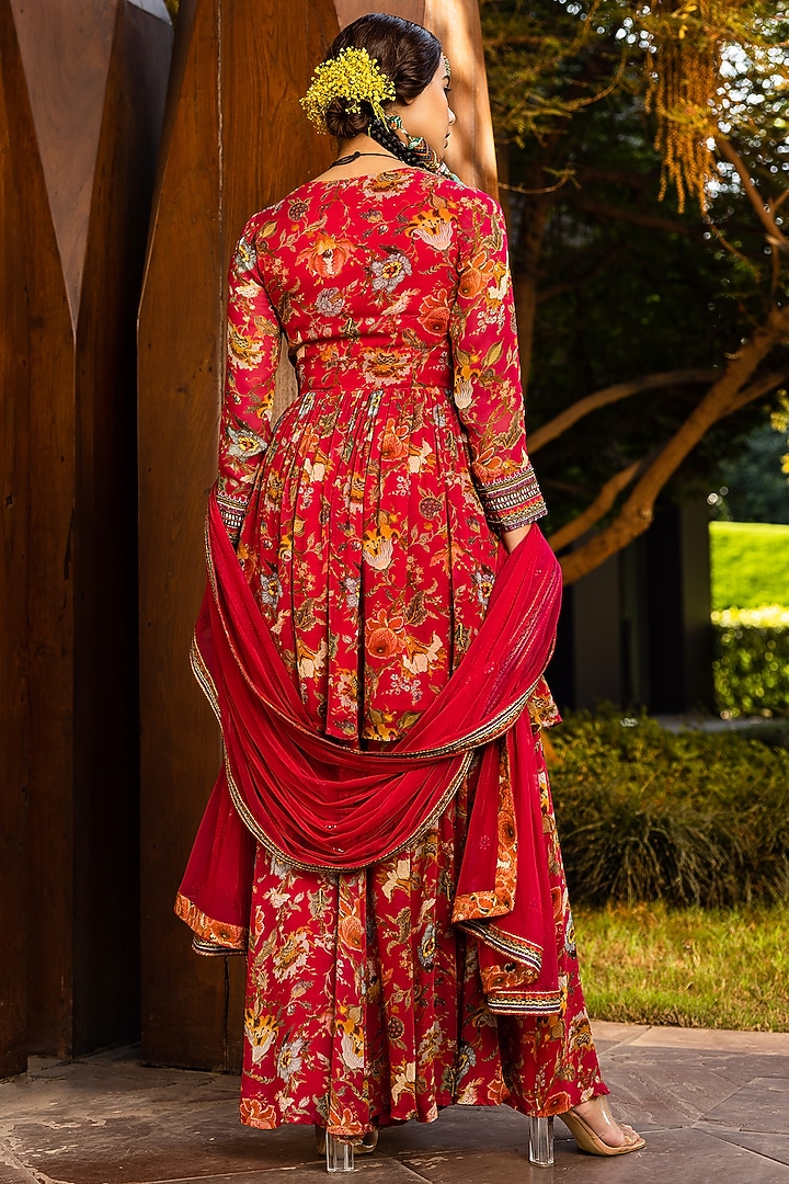 Burgundy Tehseem Wedding Sharara Set by Kalista at Pernia's Pop Up Shop