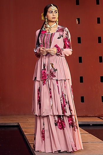 Sakina Cape Jacket Wedding Sharara Set With Bustier by Kalista at Pernia's Pop Up Shop