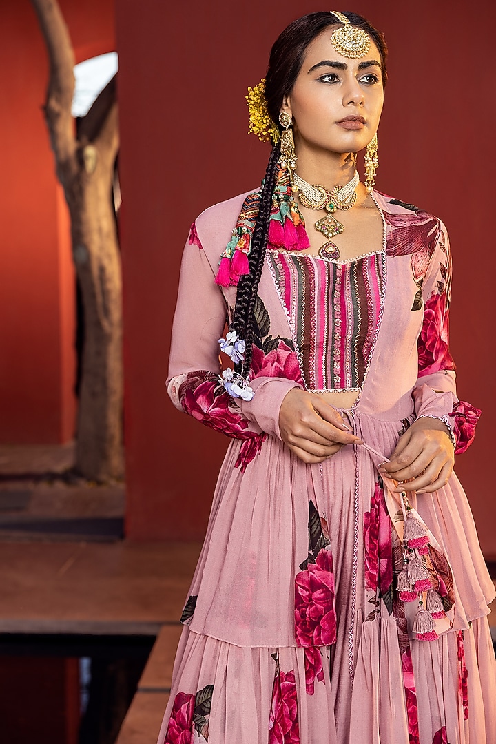 Sakina Cape Jacket Wedding Sharara Set With Bustier by Kalista at Pernia's Pop Up Shop